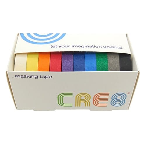 Cre8 Solid Coloured Masking Tape, Box of 10, 12mm