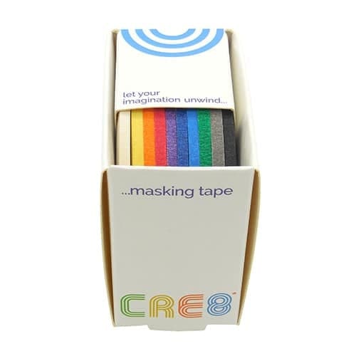 Cre8 Solid Coloured Masking Tape, Box of 10, 3mm