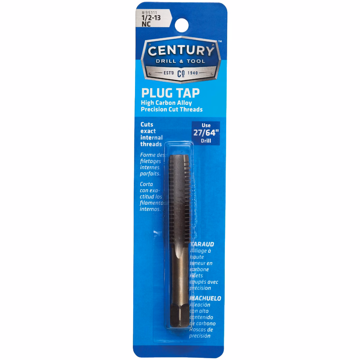 Century Drill & Tool 1/2-13 Carbon Steel National Coarse Tap-Plug