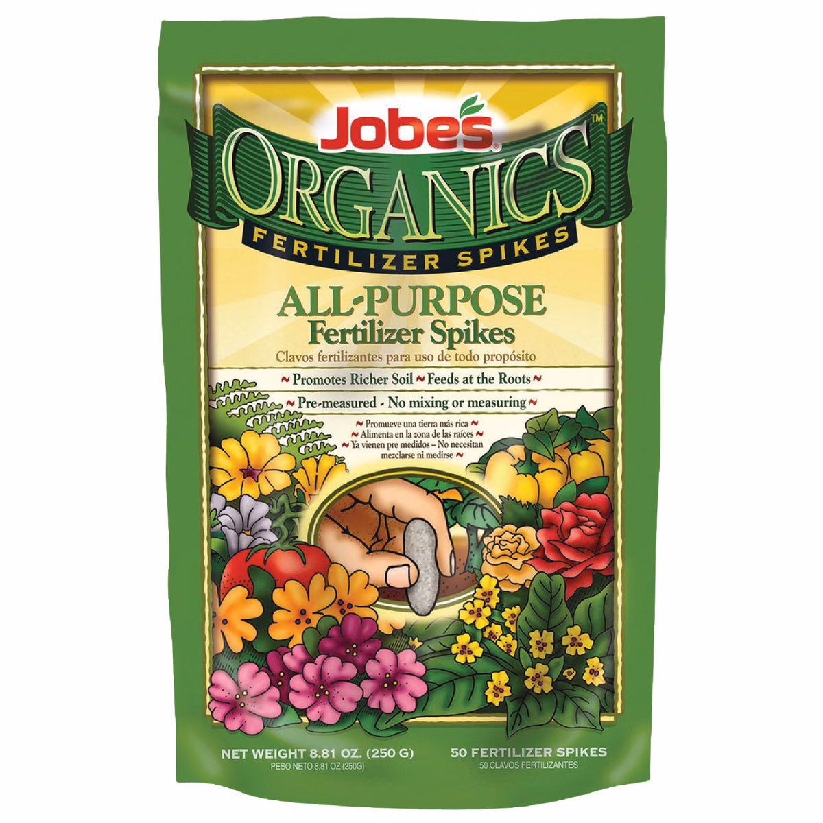 Jobe's Organic 4-4-4 All-Purpose Fertilizer Spikes (50-Pack)