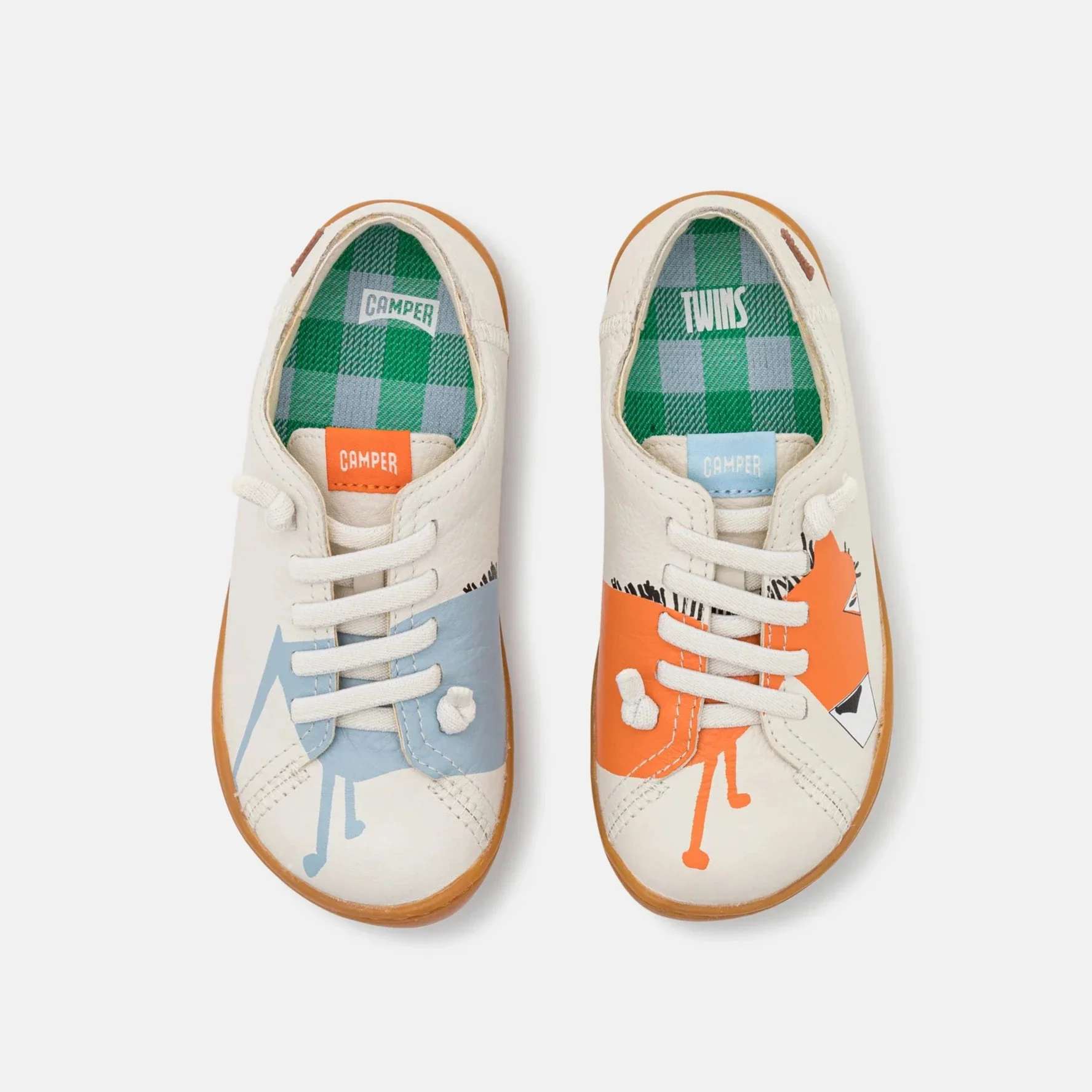 Camper Kids TWINS “A Horse” Printed Leather Sneakers