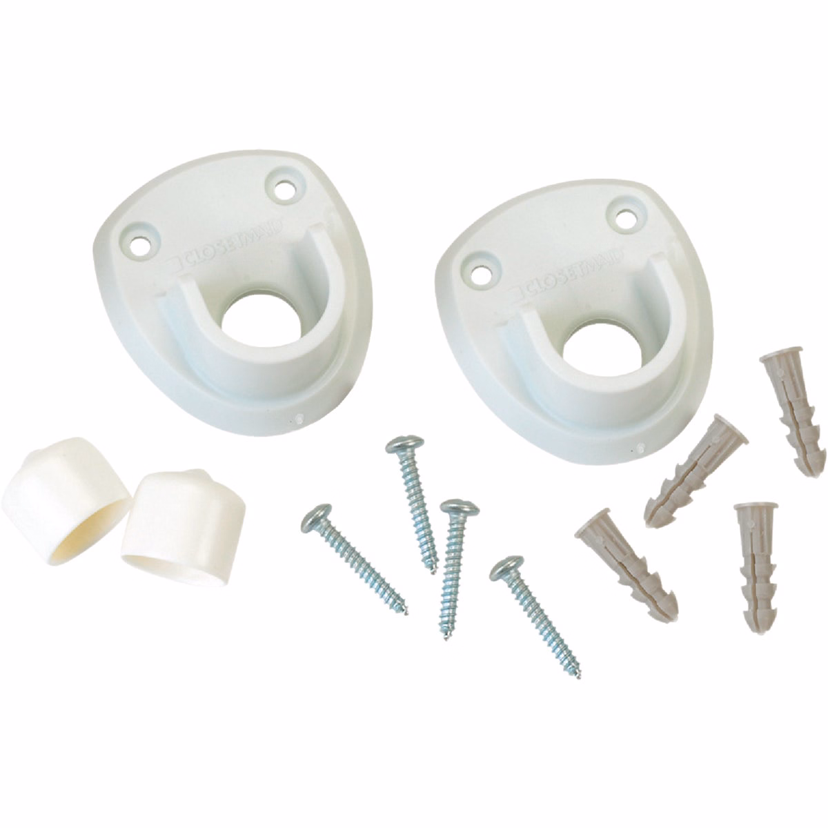 ClosetMaid SuperSlide 3/4 In. Resin Closet Rod Side Wall Bracket, White (2-Pack)