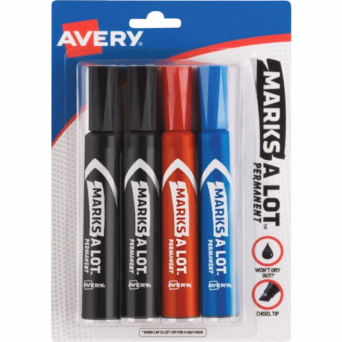 Marks-A-Lot Assorted Color Regular Chisel Tip Permanent Marker (4-Pack)