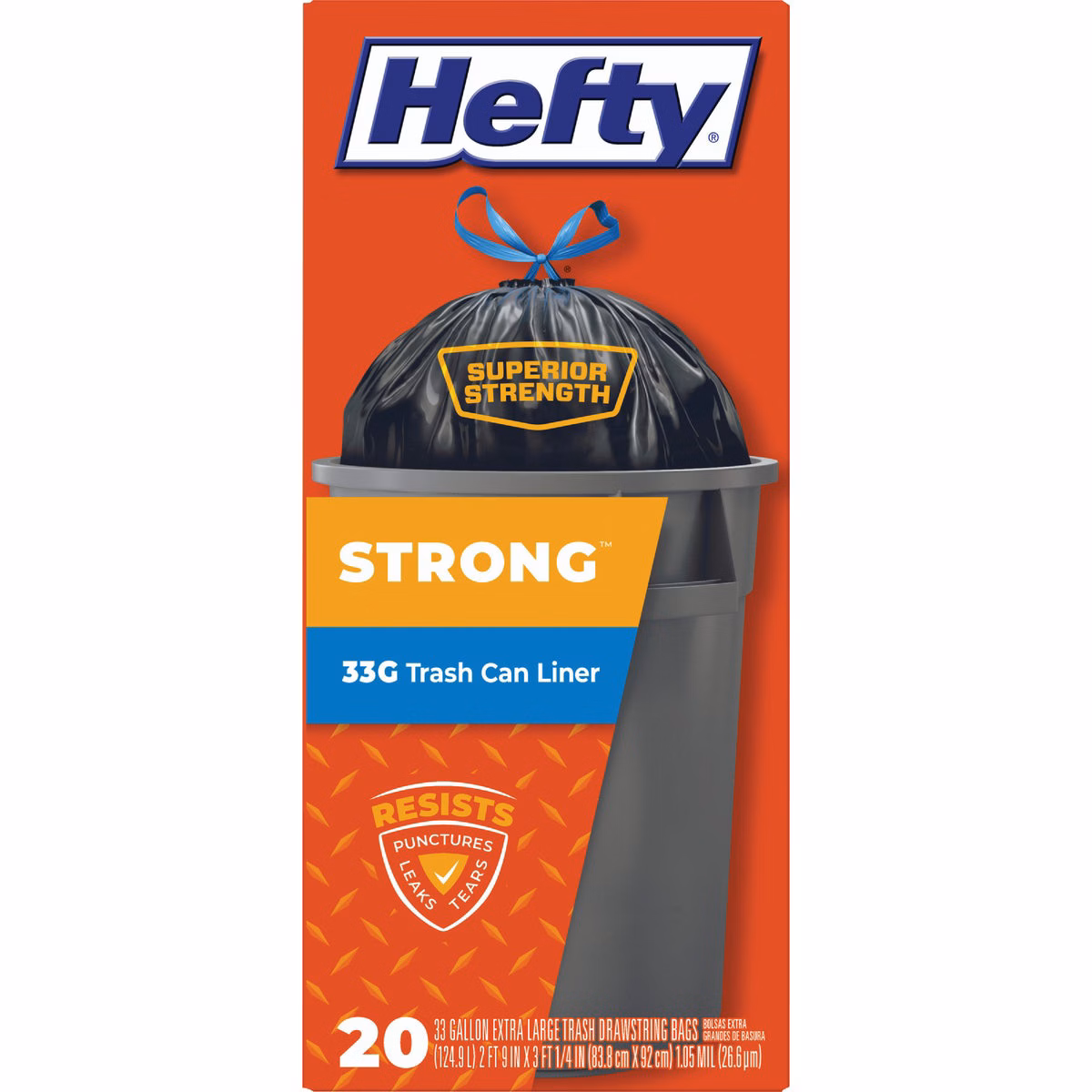 Hefty Strong 33 Gal. Extra Large Black Trash Bag (20-Count)