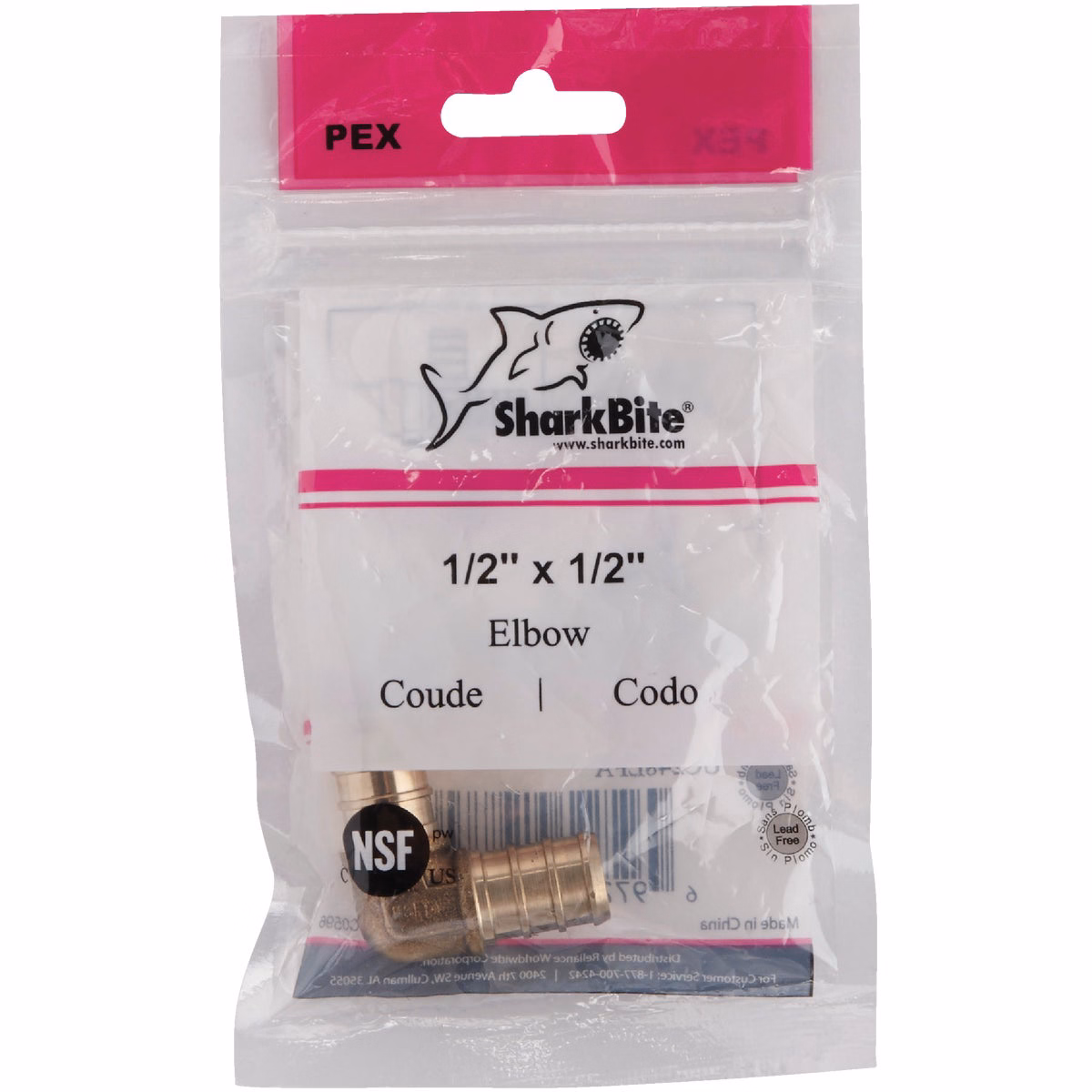 SharkBite 1/2 In. x 1/2 In. Barb 90 Deg. Brass PEX Elbow (1/4 Bend)