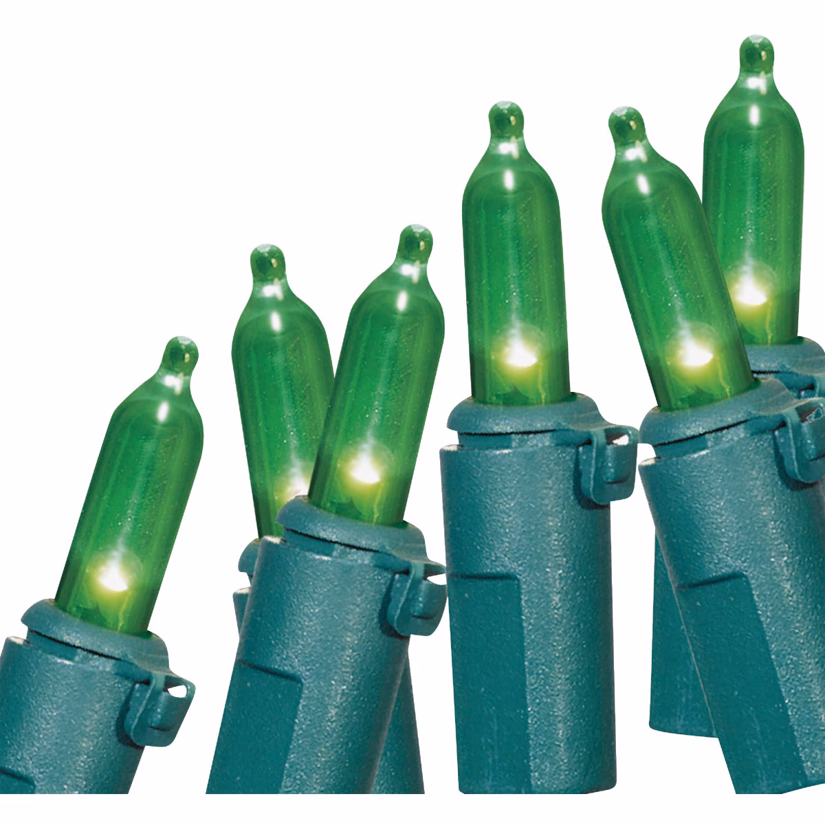 Green 100-Bulb Mini Incandescent-Style LED String Light Set with Green Wire