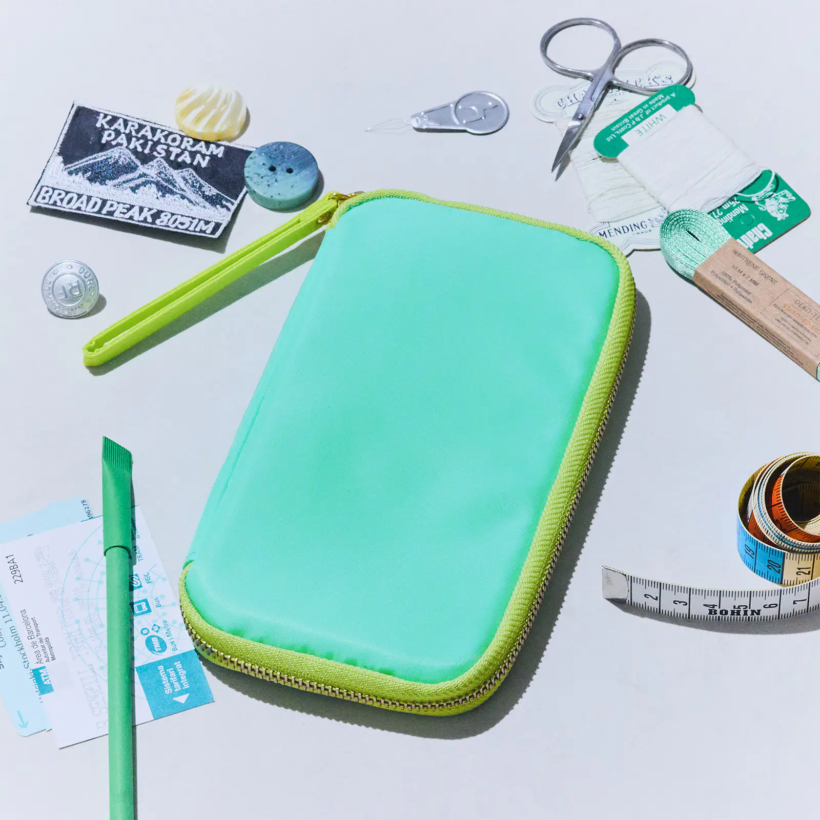 Hobonichi 2026 Accessories: Small Drawer Pouch (Aqua Lime)