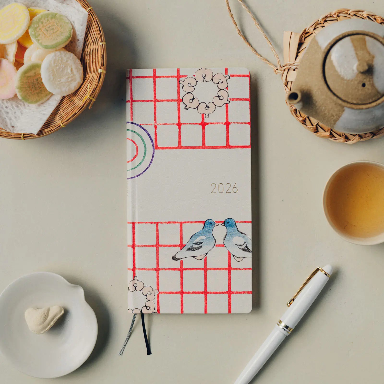 Hobonichi 2026 Spring WEEKS: Unsodo: Bijutsukai (Blue Pigeons) [Japanese/Tall & Slim/Apr Start]