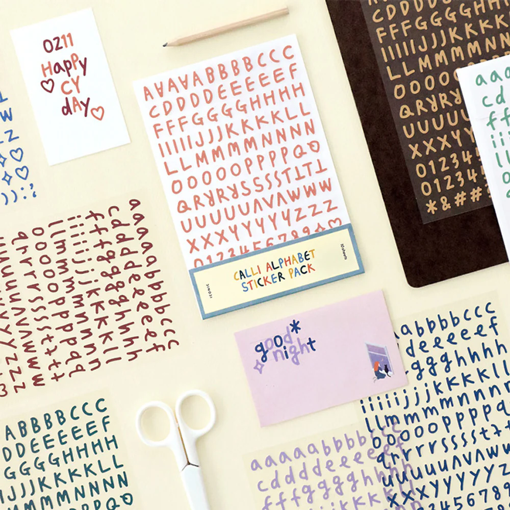 Iconic Calligraphy Alphabet Sticker Pack — 10 Sheets