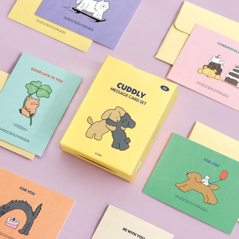 Iconic Cuddly Message Card Set – 24 Adorable Blank Cards & Envelopes