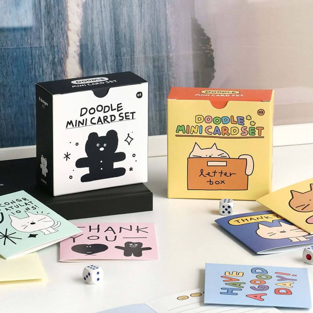 Iconic Doodle Mini Card Set – 24 Mini Cards with Box