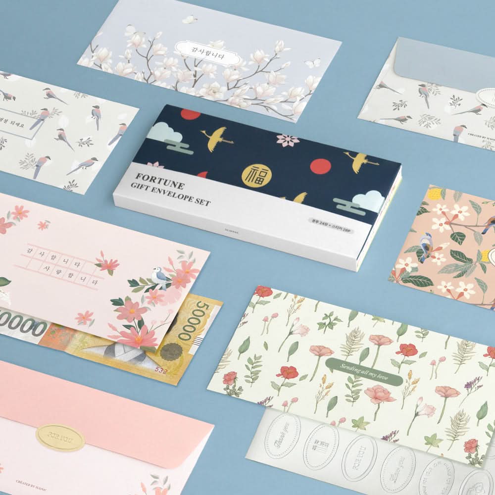 Iconic Fortune Envelope Set – 24 Envelopes + 28 Stickers