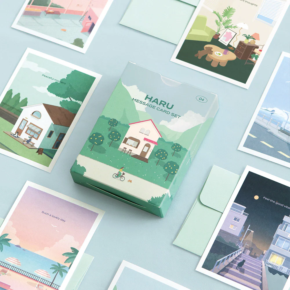 Iconic Haru Message Card Set –— 24 Elegant Blank Cards with Envelopes