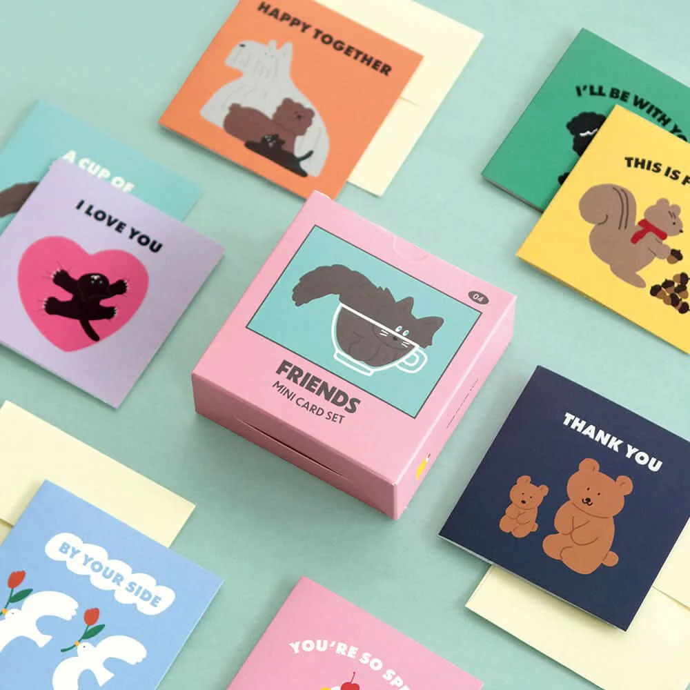 Iconic Mini Friends Card Set — 24 Animal-Themed Mini Cards with Envelopes