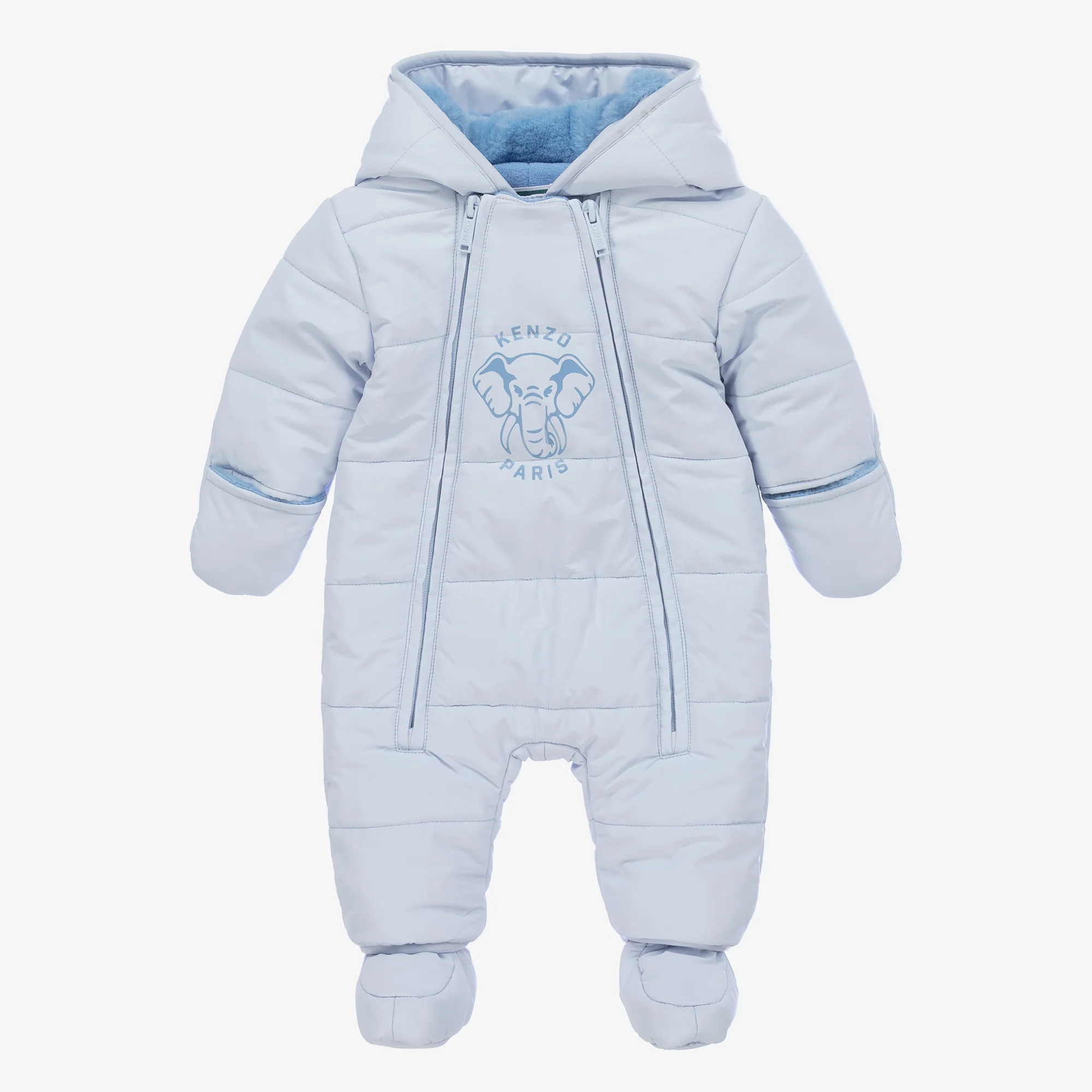 Kenzo Baby Blue Elephant Puffer Baby Snowsuit – 3M