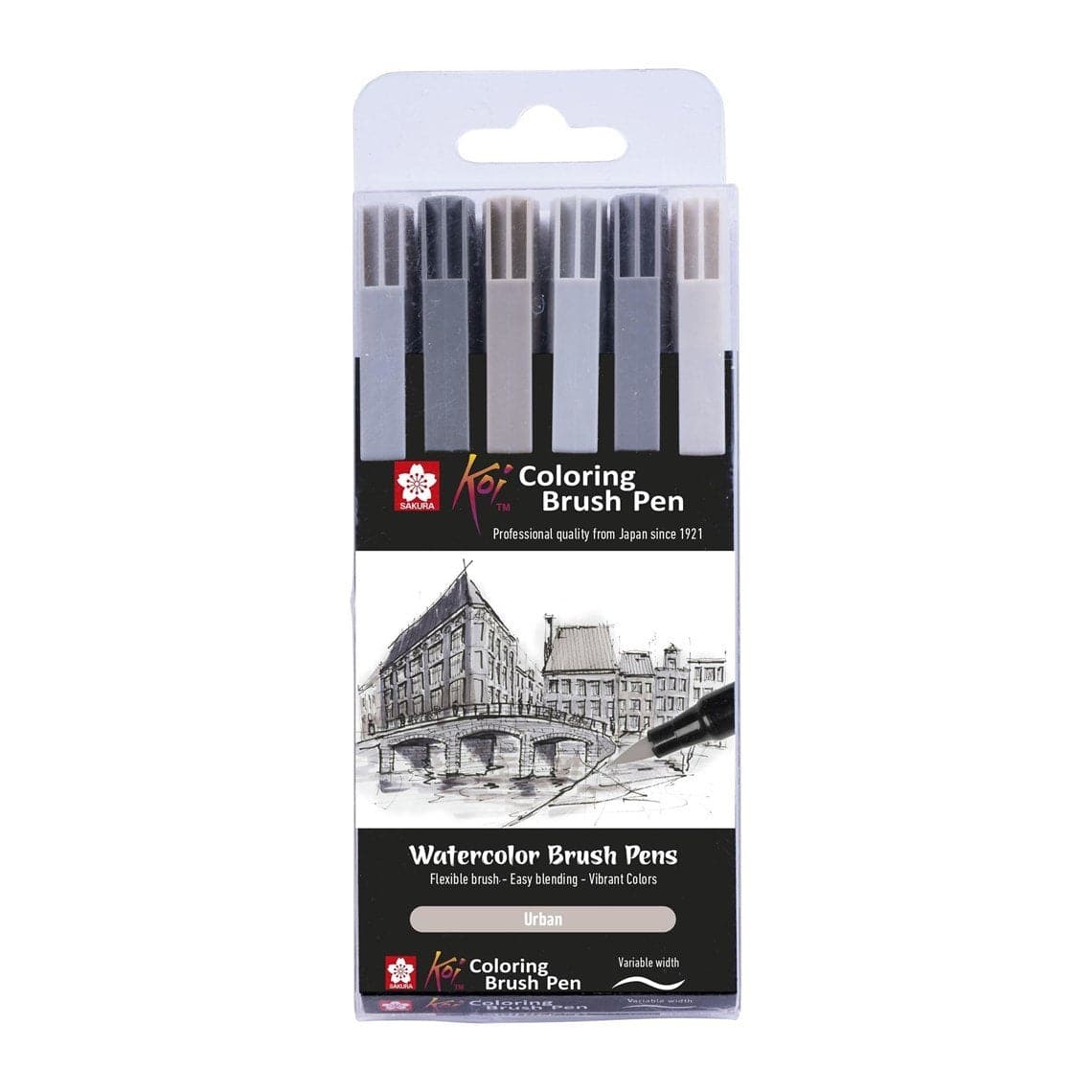 Sakura Koi Colouring Brush Pen, Urban colours – Set of 6