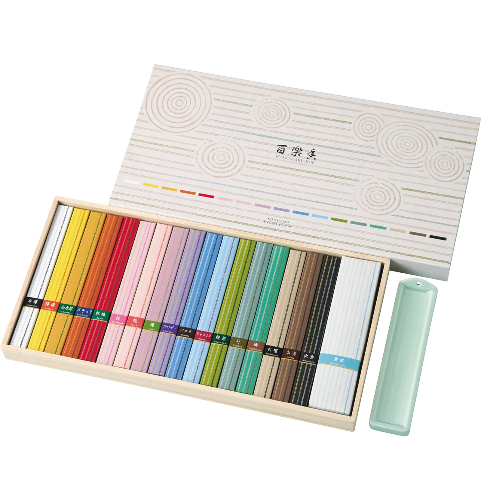 Kousaido Hyakurakukou Incense Assortment – 17 Types 6 Sticks