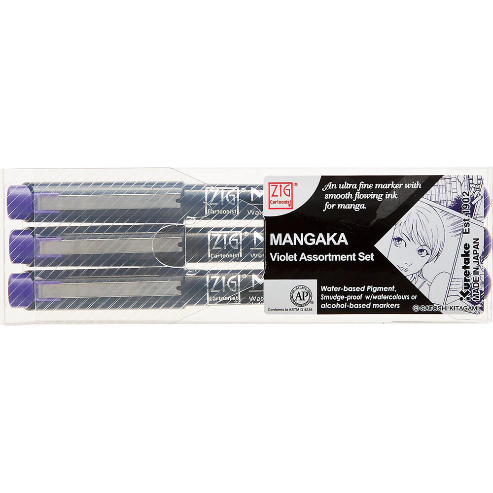 Kuretake ZIG Cartoonist Mangaka Violet Assortment Set
