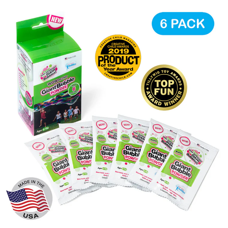 WOWmazing Giant Bubble Powder (6-Pack) – Makes 6 Gallons!