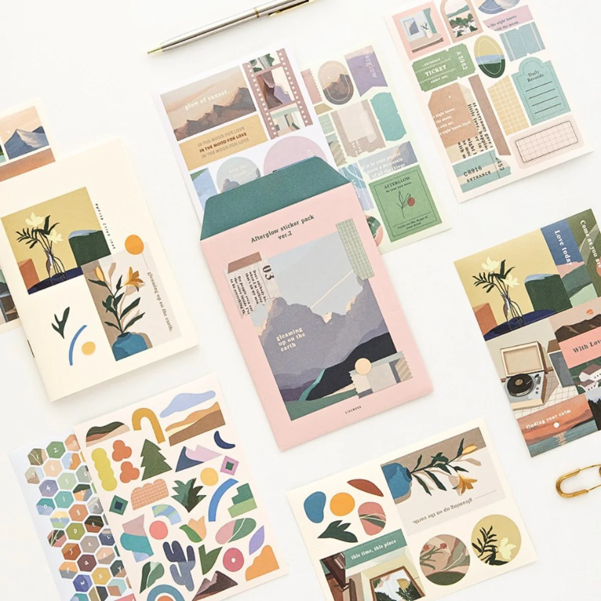 Livework Afterglow Sticker Pack Ver. 2 – Warm Aesthetic, Planner Stickers (8 Sheets)