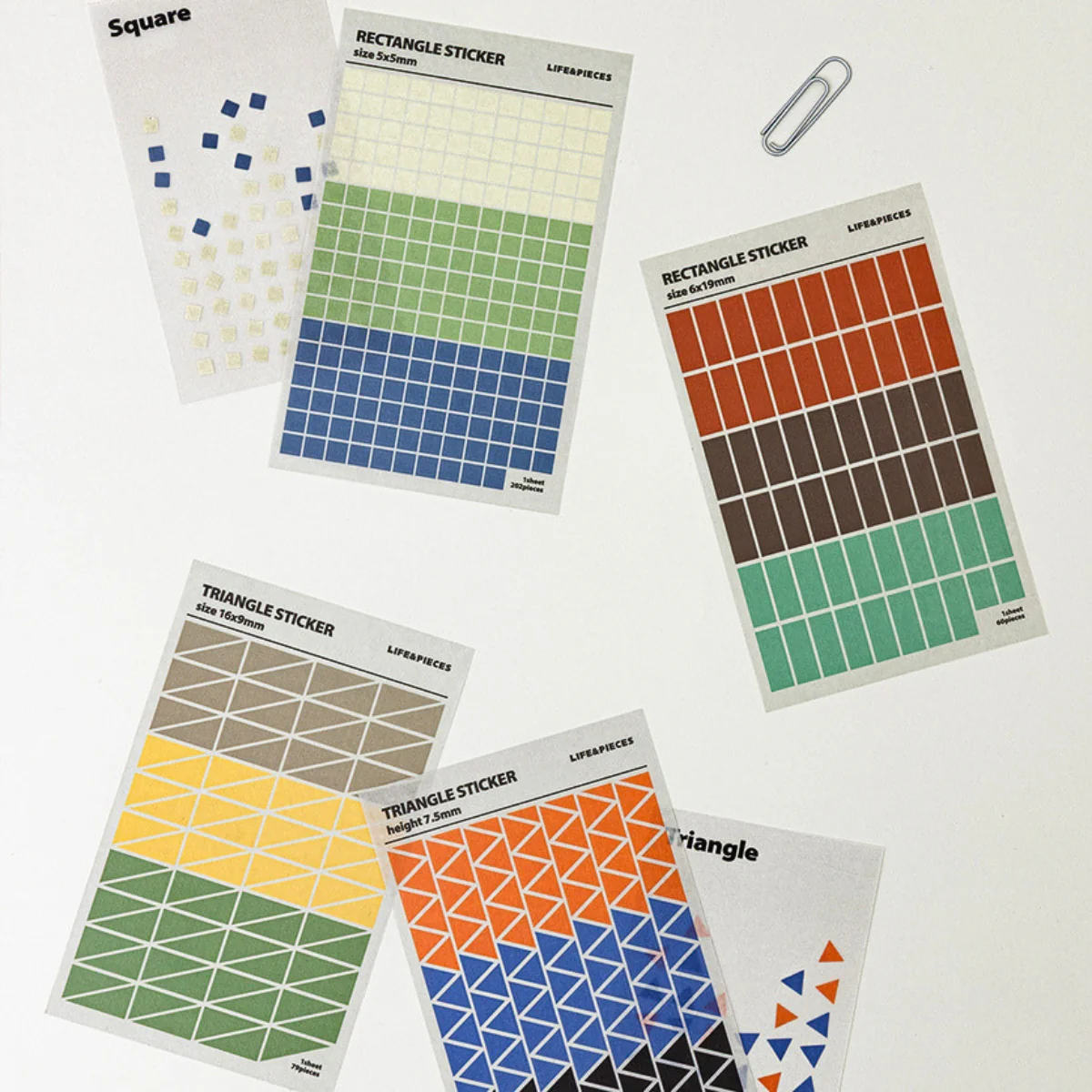 Livework LIFE & PIECES Shapes Sticker Set – 4 Sheets Geometric Planner Stickers