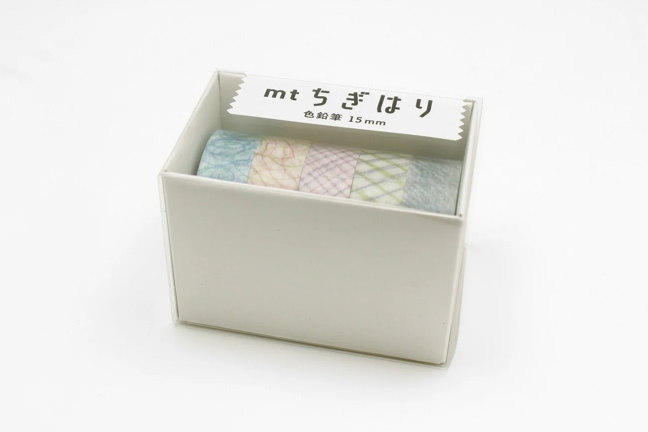mt Chigihari Washi Tape – Coloured Pencil Washi Tape Set – 5 x 15mm rolls