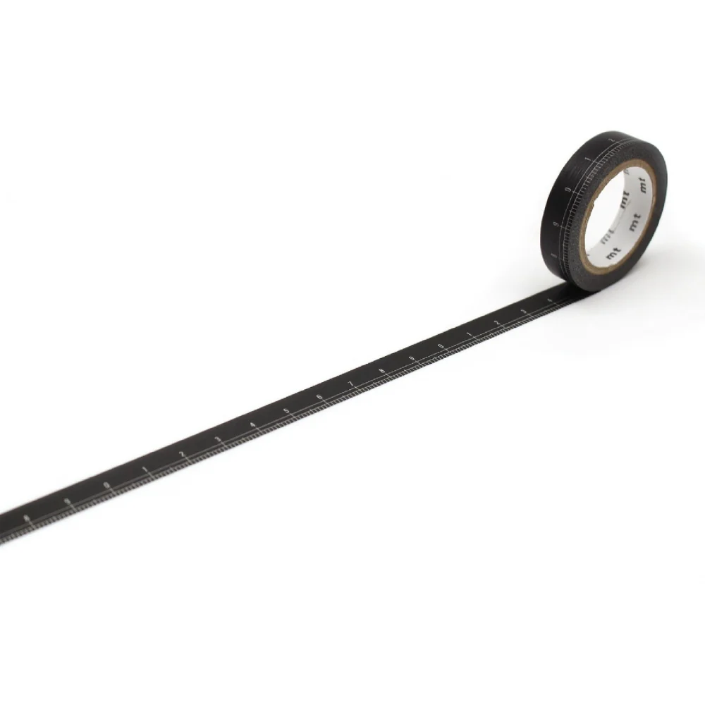 mt ex Washi Tape – Black Ruler – 10mm