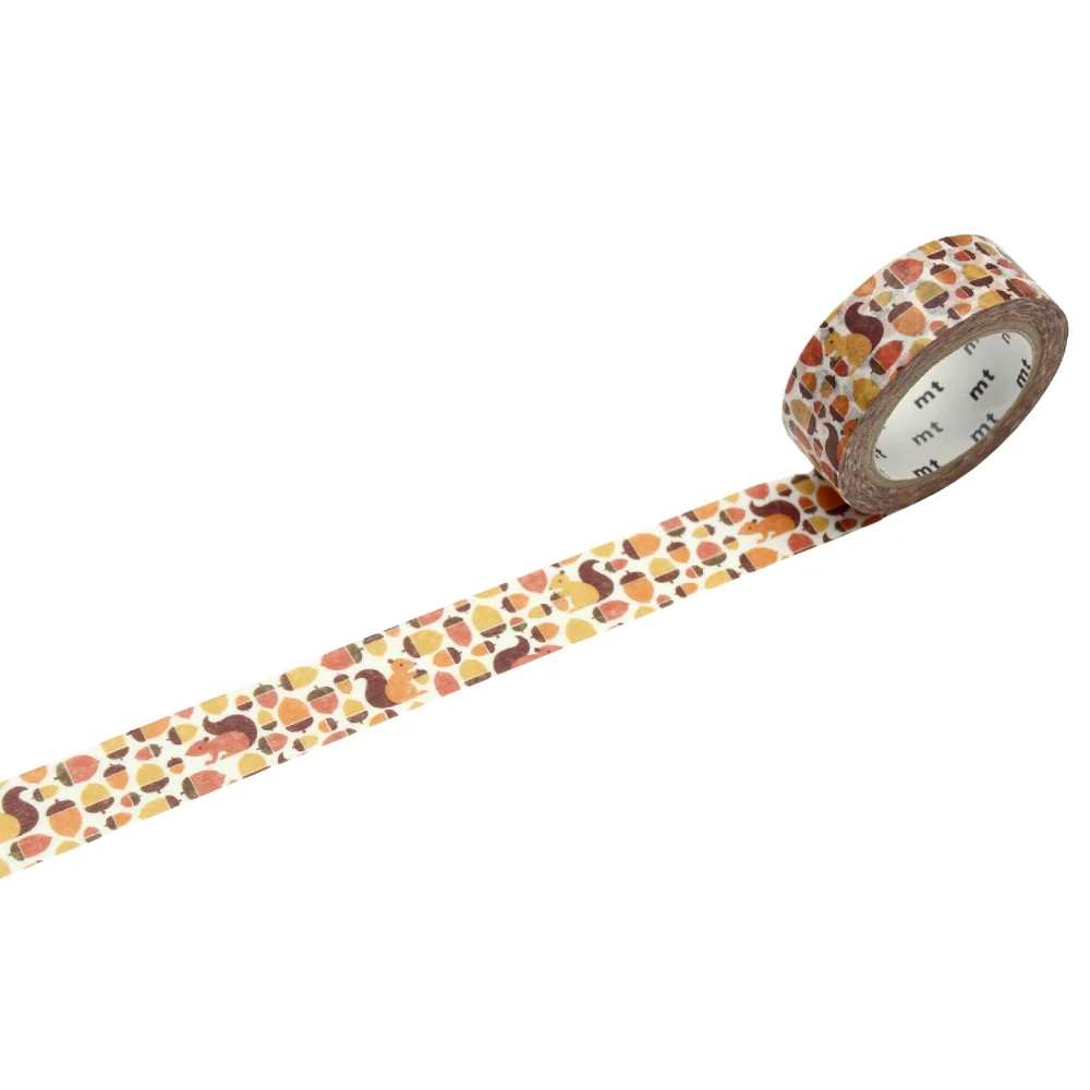 mt ex Washi Tape – Squirrels and Acorns – 15mm