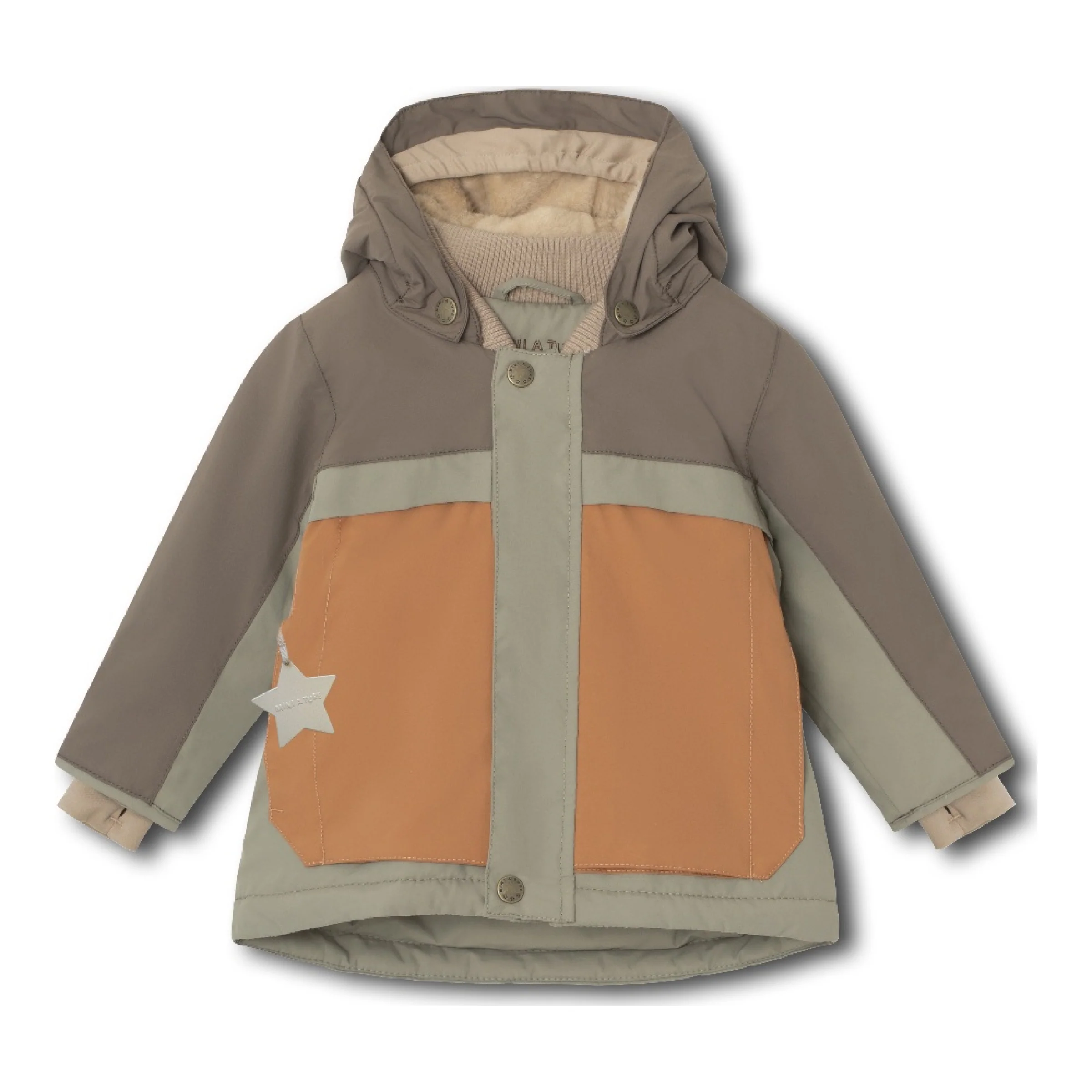 MINI A TURE Baby MATWALDO Color Block Winter Jacket – Morel Grey