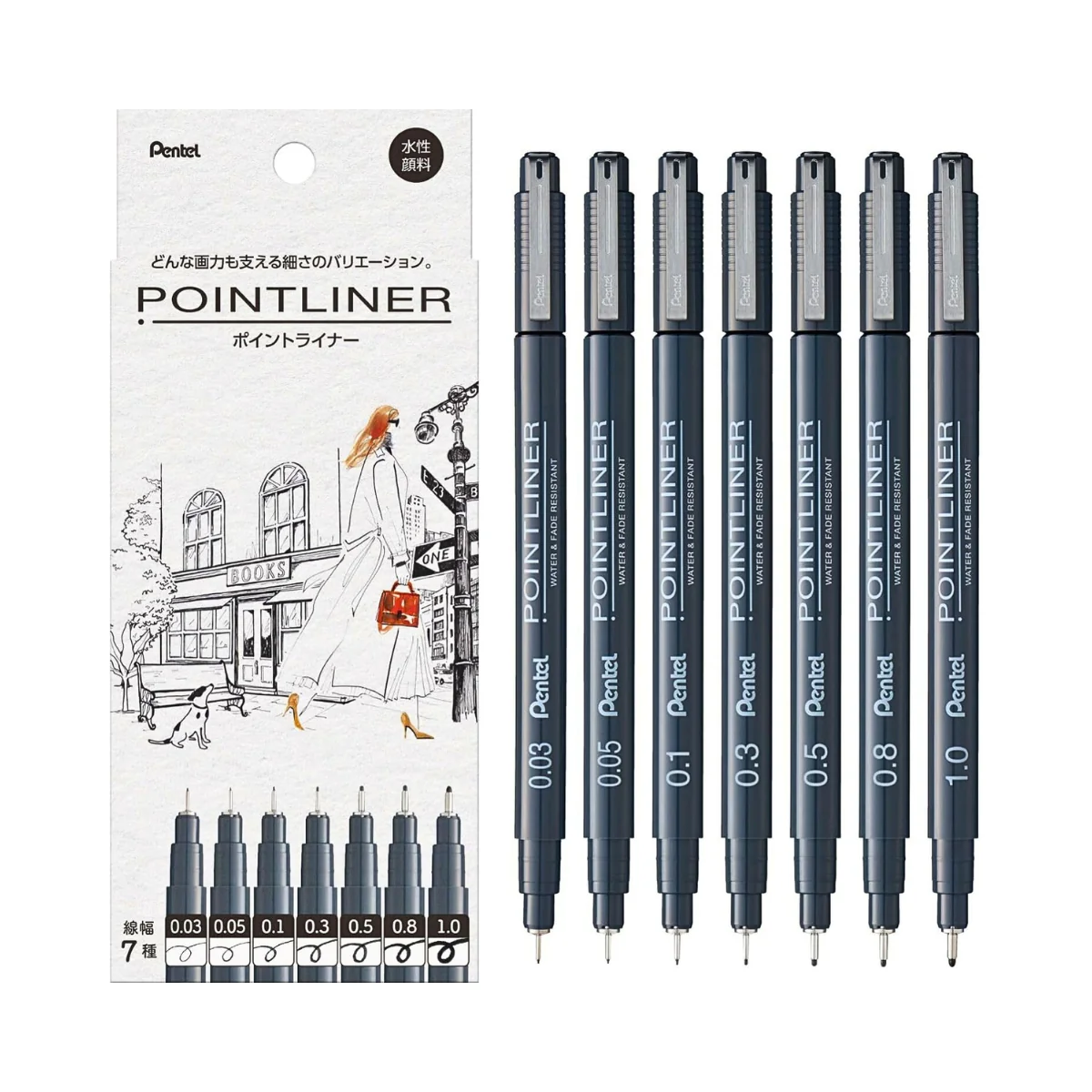 Pentel Pointliner Sign Pen – Set of 7