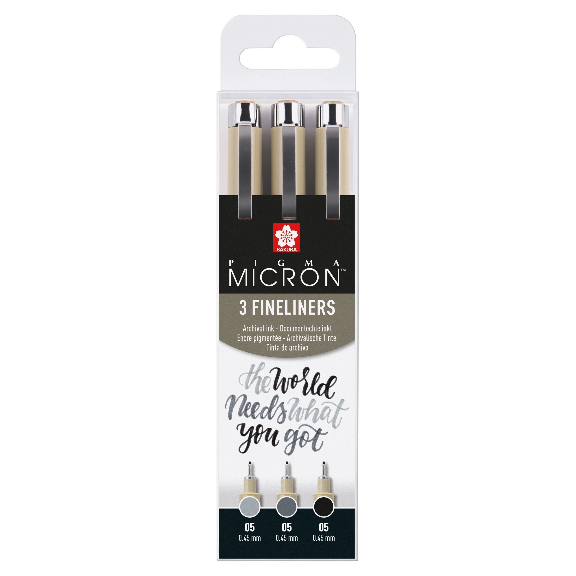 Sakura Pigma Micron Wallet, 3 Fine Liners – Black & Gray
