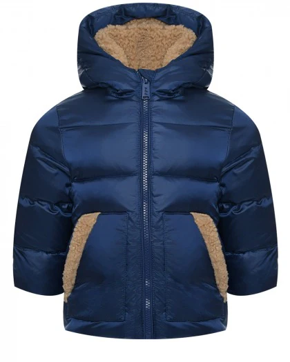 ADD Baby Blue Down Jacket with Fur Trim – 6M