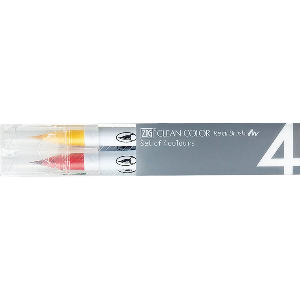 Kuretake ZIG Clean Color Real Brush – 4 Pack – Pure Colours