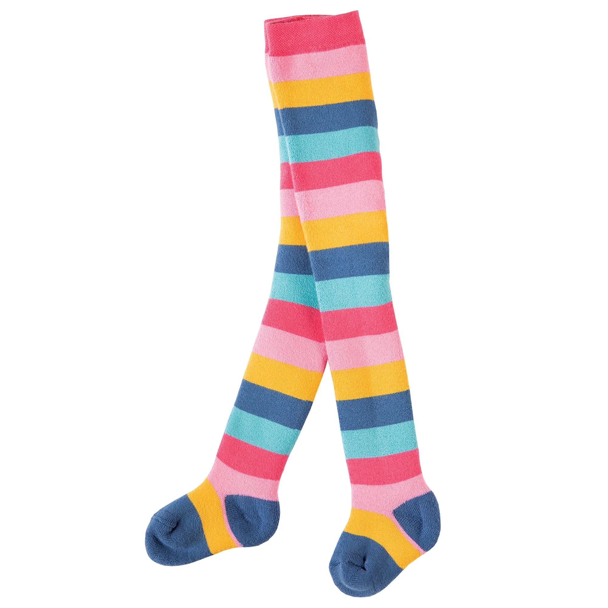 Frugi Baby Girl Organic Cotton Toasty Tights – Rainbow Stripe