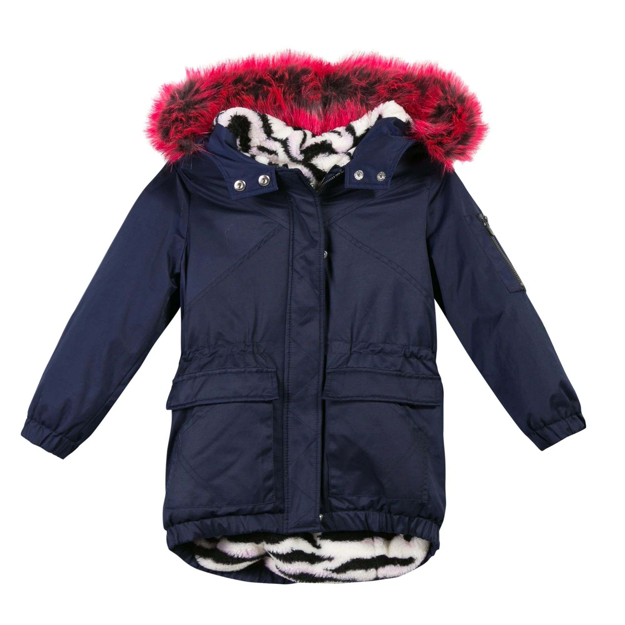 Kenzo Kids Girl Fur-Trimmed Jacket in Navy Blue