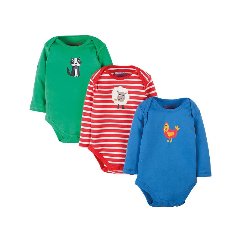 Frugi Baby Super Special Farm Yard Buddies Bodysuit Onesie 3 Pack