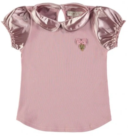 Angel’s Face Girls Satin Short Sleeves Top – Vintage Pink