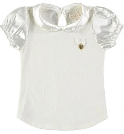 Angel’s Face Girls Satin Short Sleeves Top – White