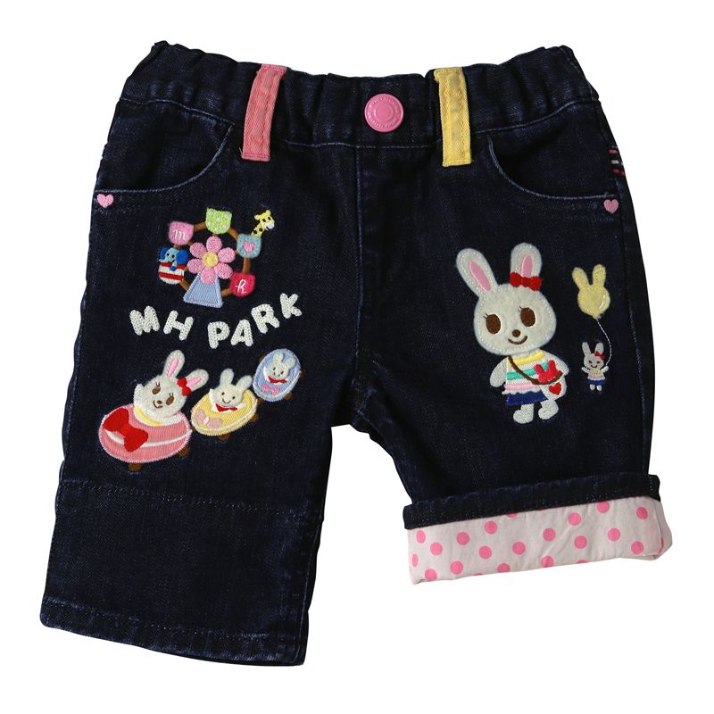 Miki House Kids Usako Bunny Premium Denim Shorts