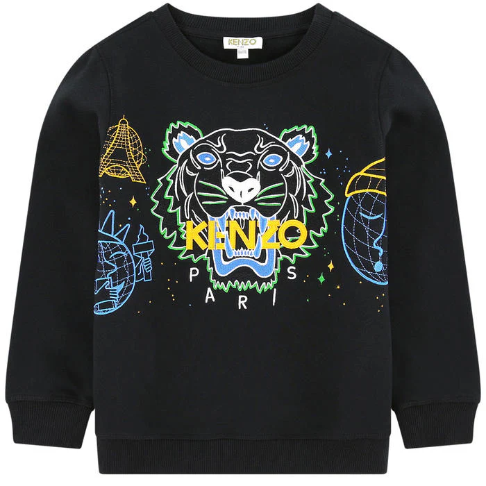 Kenzo Kids Tiger Cotton Sweatshirt in Black