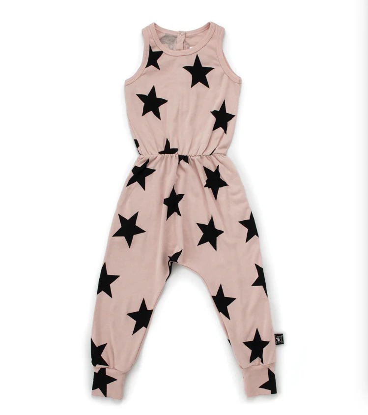 Nununu Kids Girl STAR Romper – Powder Pink