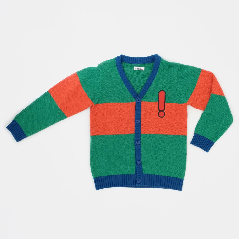 indikidual Kids FIRE Stripe! Cardigan – Green