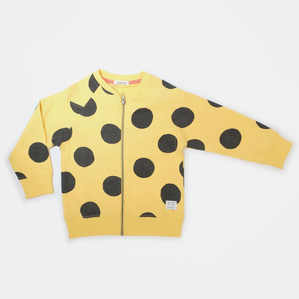 indikidual Kids RAKE Spot Zip Front Bomber – Yellow
