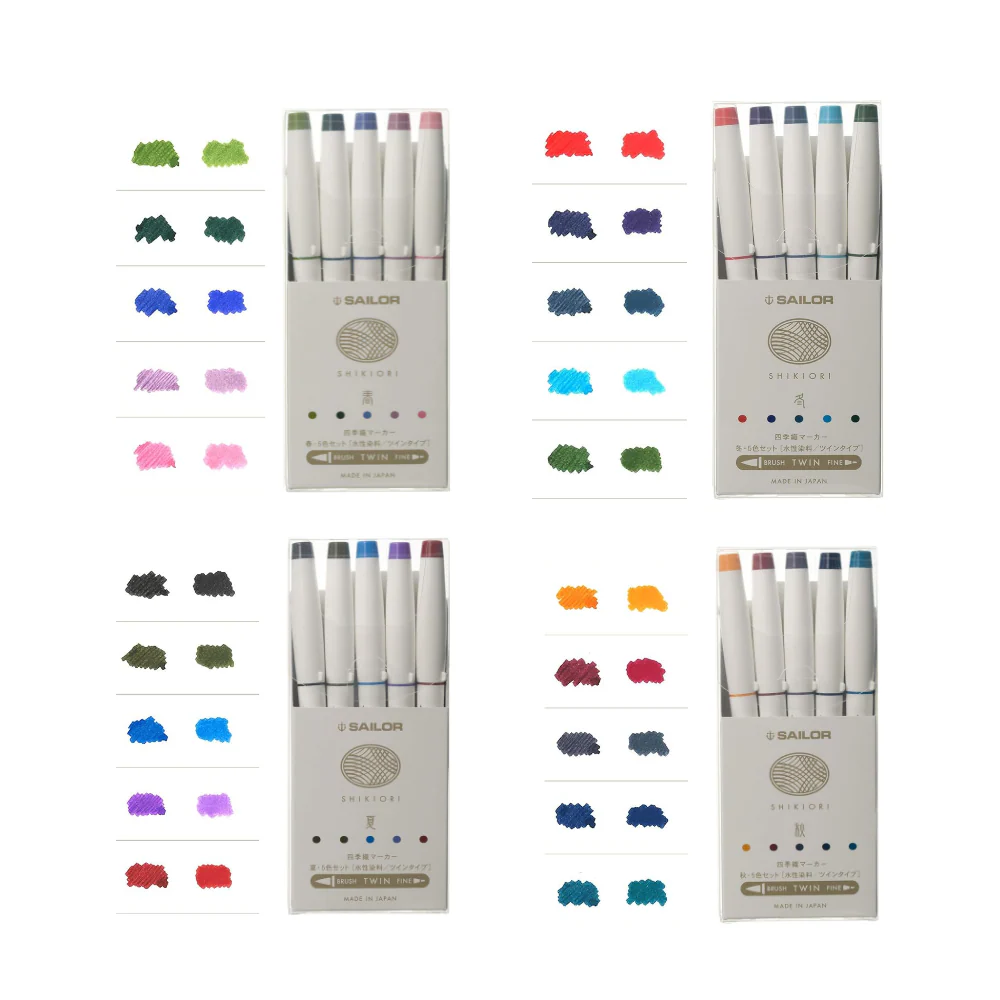 Sailor Shikiori Twin Brush Pen Four Seasons [Set of 5]