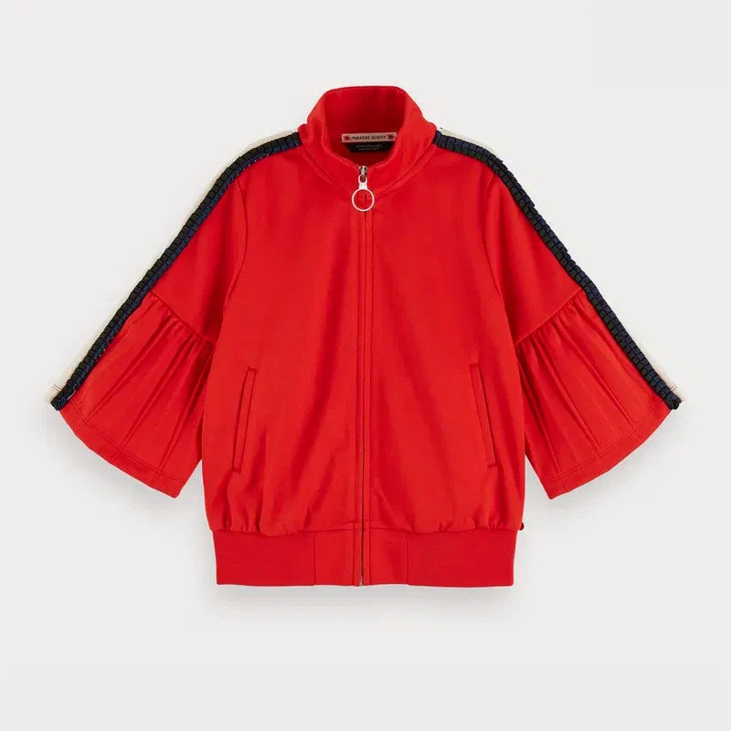 SCOTCH & SODA Kids Girl 3/4 Sleeve Pleated Zip Up Sweatshirt