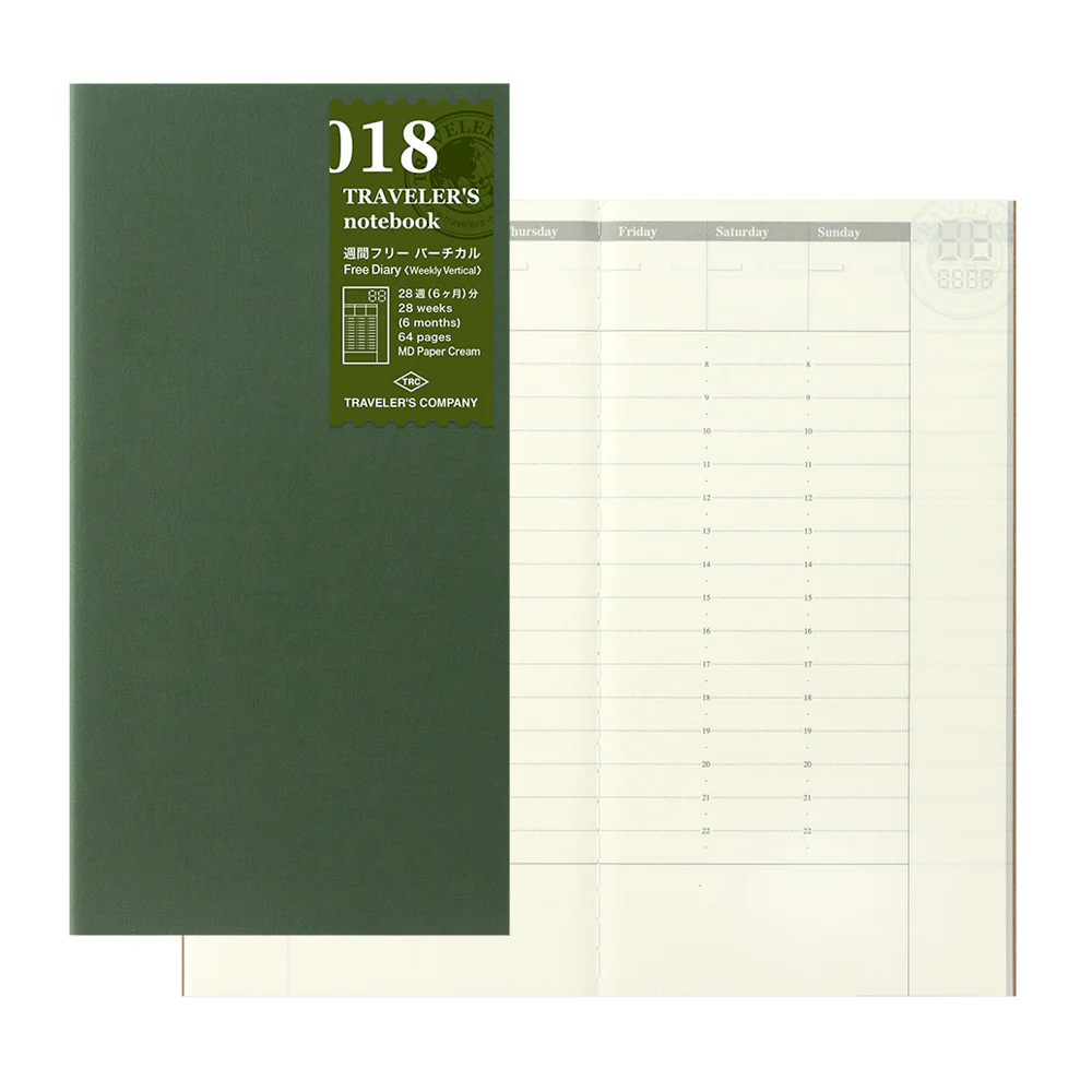 TRAVELER’S Company Notebook Refill 018 [Weekly Vertical Free Diary]