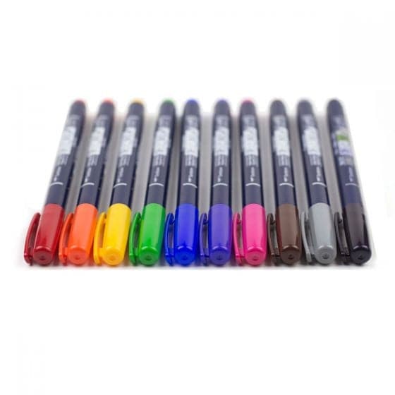 Tombow Fudenosuke Brush Pens, Set of 10
