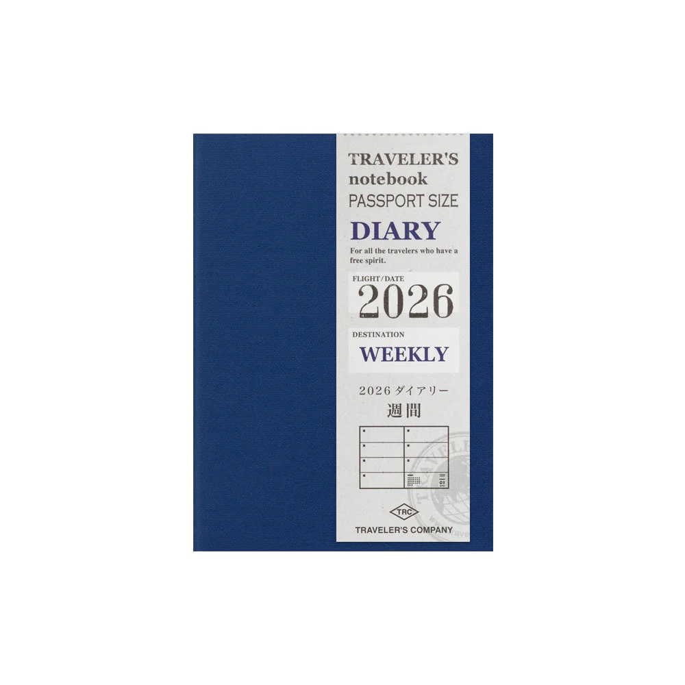 Traveler’s Notebook 2026 Second Half Passport Weekly Diary – (July to Dec.) Refill
