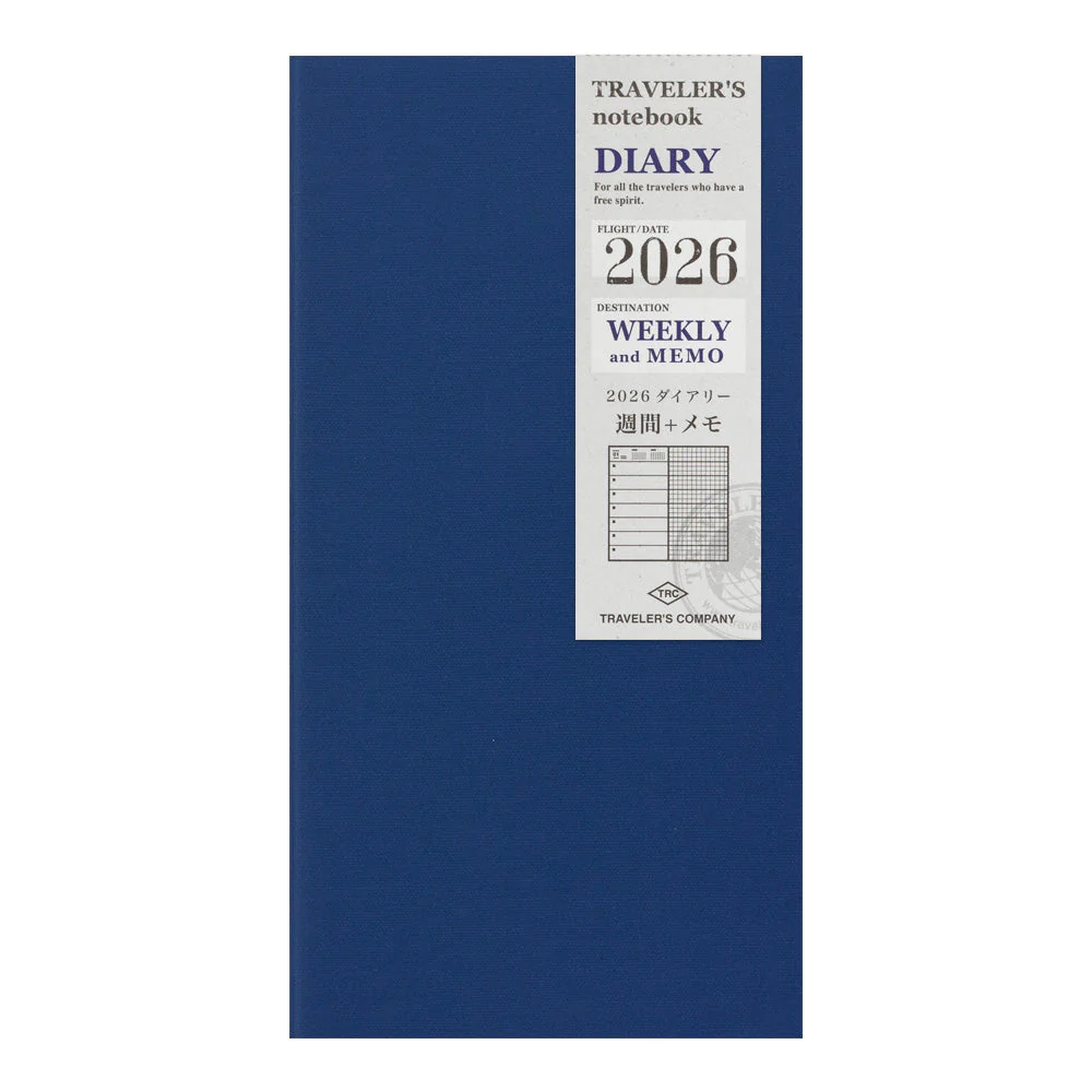 Traveler’s Notebook 2026 Second Half Weekly Memo Diary – (July to Dec.) Refill