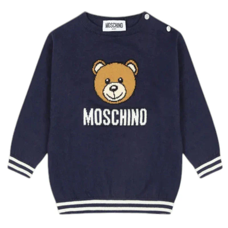 Moschino Baby Teddy Bear Crewneck Sweater – Navy